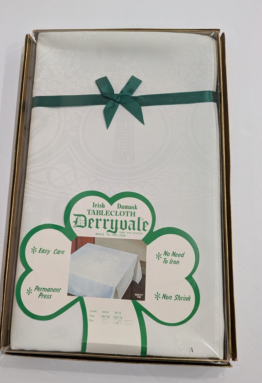 DERRYVALE Damask Tablecloth 54”x70” Polyester Designs Ireland NEW